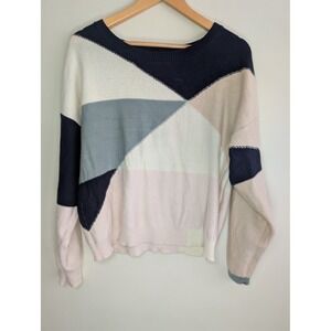 Rue and Willow Women's Sweater Size M Colorblock Geometric Triangle Soft‎ Knit